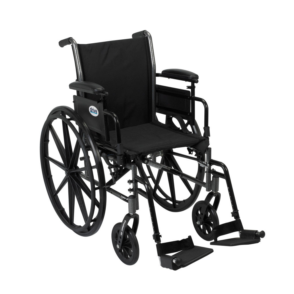 Drive Cruiser III Wheelchair Swing-away Footrests, Desk Arm.