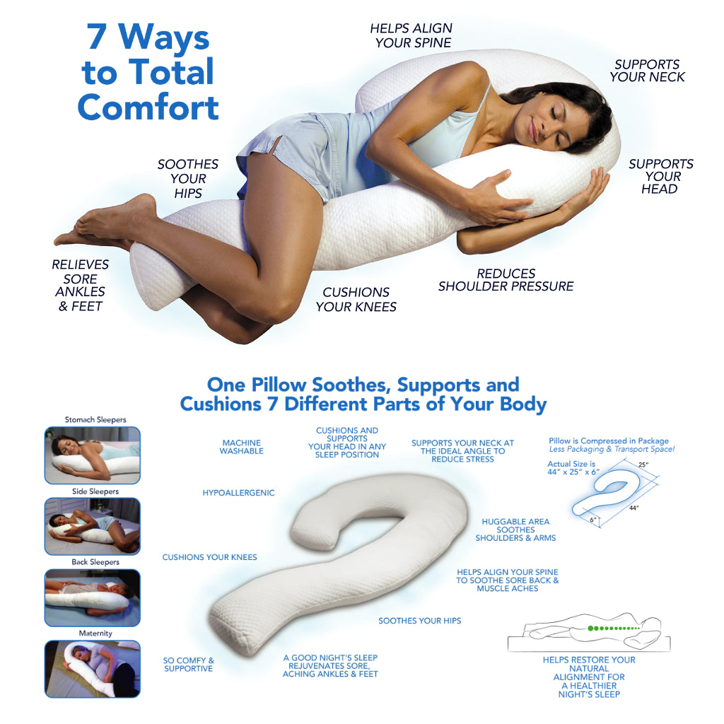  Contour Swan Original Body Pillow, Cozy, Huggable Pillow for  Back, Hip, Knee, and Leg Relief, Total Comfort and Support for Side  Sleepers